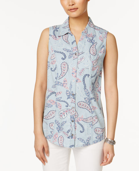 Style & Co Sleeveless Denim Shirt